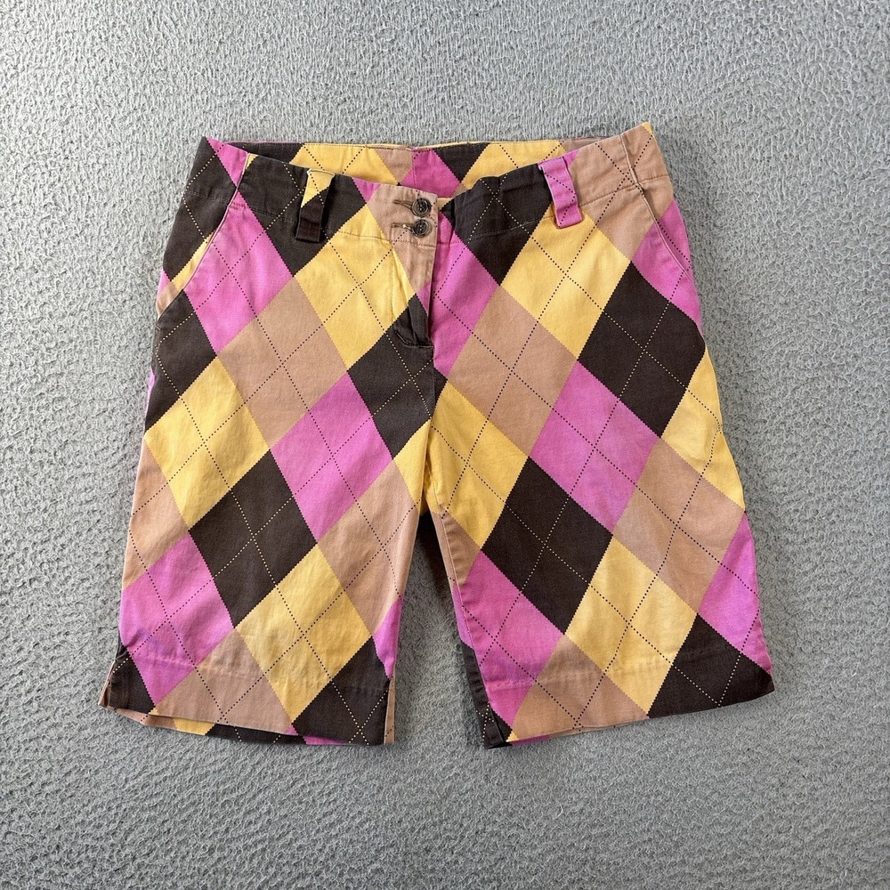 Loudmouth Golf Shorts Womens 8 Tennis Pickleball Activewear Argyle 10" Inseam